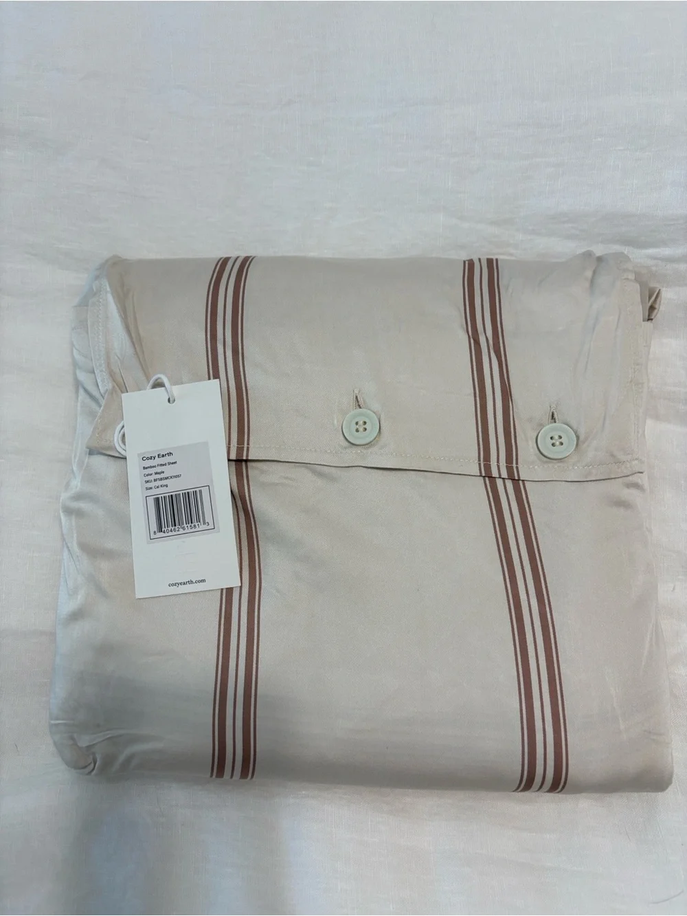 NWT Cozy Earth Cal King Fitted Sheet Limited Edition Maple Stripe